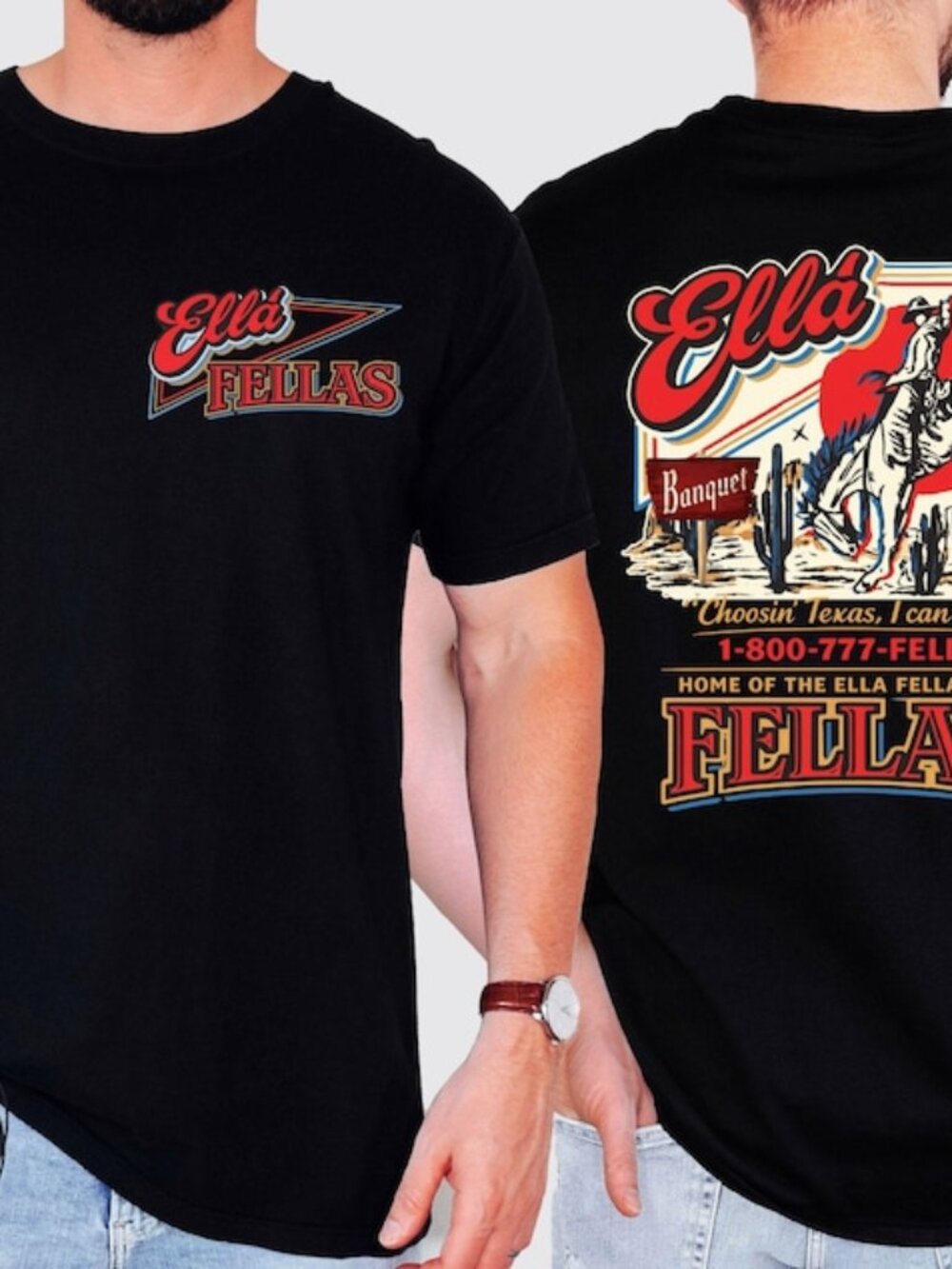 Ellas Fellas Club Shirt, Retro Western Cowboy T Shirt  276
